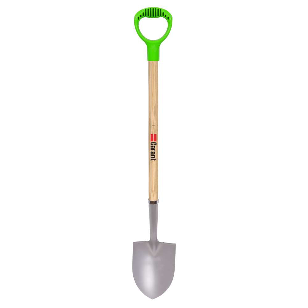 Round point shovel, wood handle, D-grip