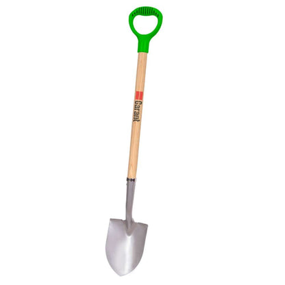 Round point shovel, wood handle, D-grip