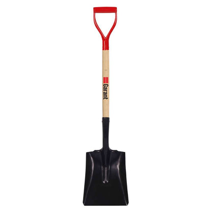 Square point shovel, wood handle, D-grip