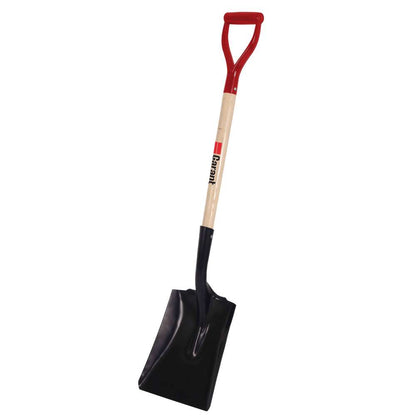 Square point shovel, wood handle, D-grip