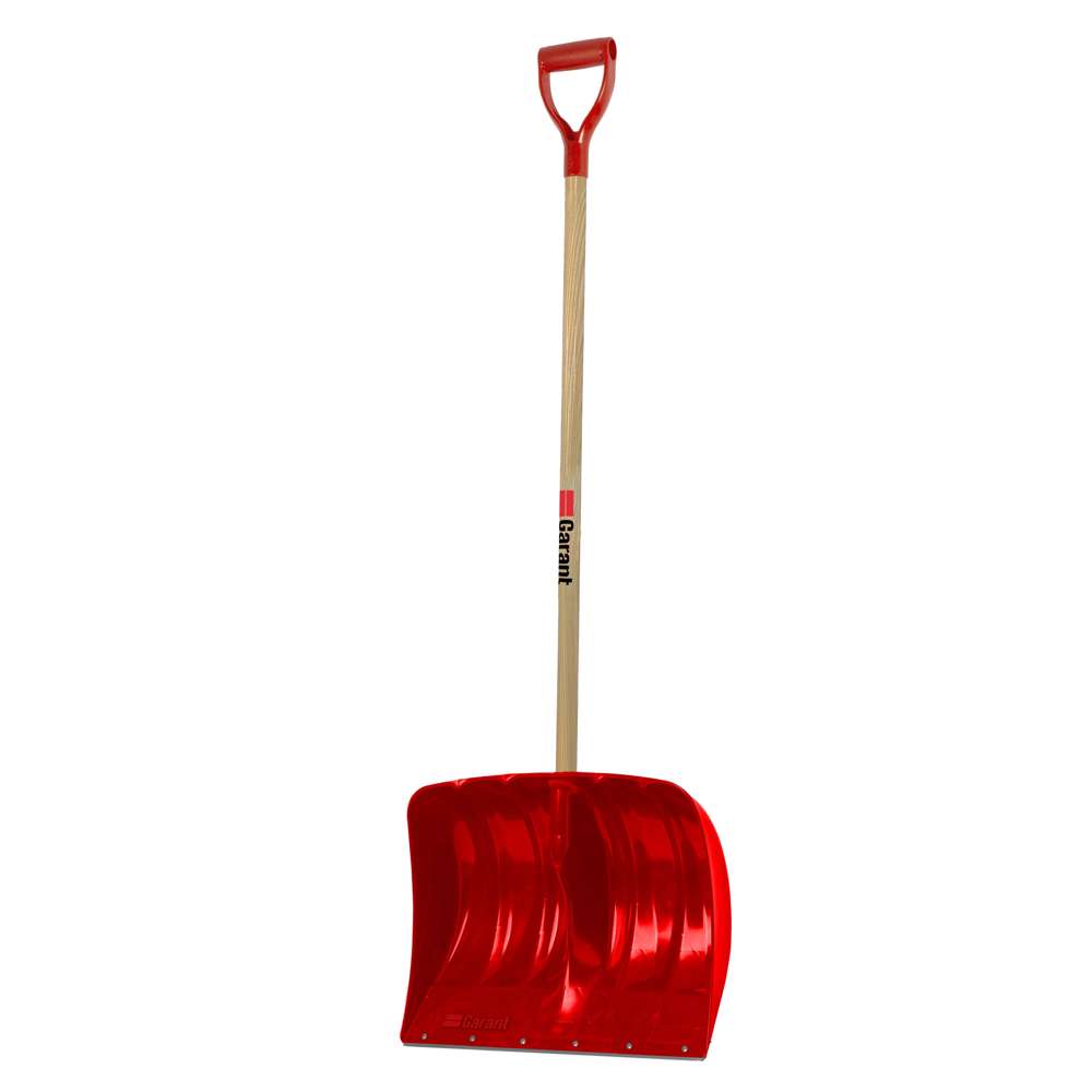 19-inch Poly Snow Shovel with Steel Wear Strip, Hardwood Handle