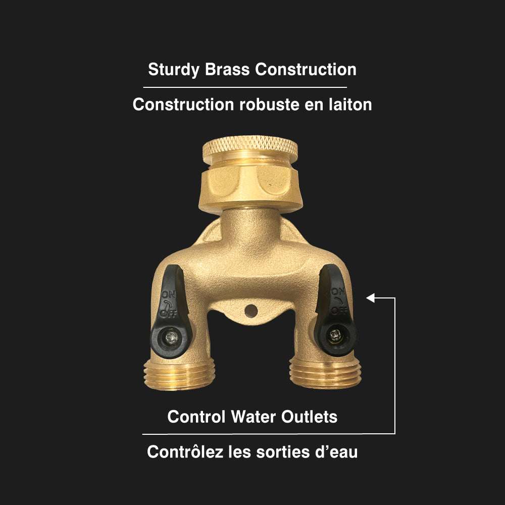 Raccord de robinet à deux sorties en laiton