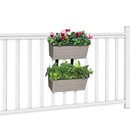 Hanging Garden Kit, includes 2 self-watering railing planter boxes, Greige