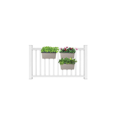 Hanging Garden Kit, includes 2 self-watering railing planter boxes, Greige