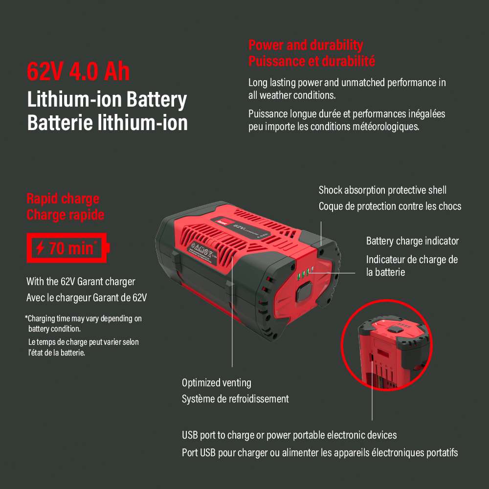 Batterie lithium-ion rechargeable 62V 4,0Ah