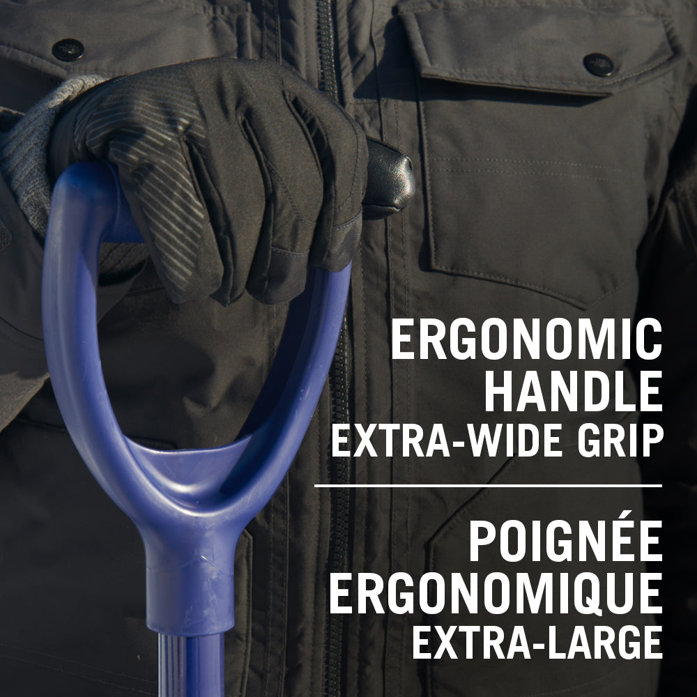 19-Inch Ergonomic Snow Shovel, Lightweight Aluminium Handle and Wear Resistant Nylon Strip
