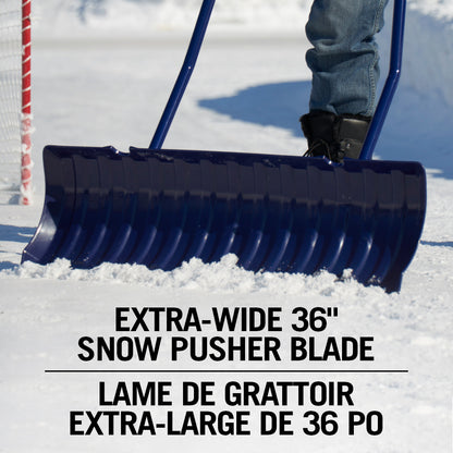 36-Inch Extra Large Ergonomic Snow Pusher with Steel Handle